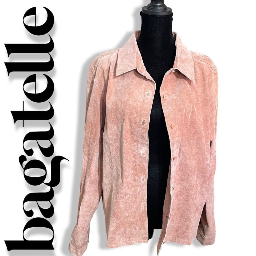 BAGATELLE 100% Leather, Pink Medium weight, Button Closure Jacket, Size L